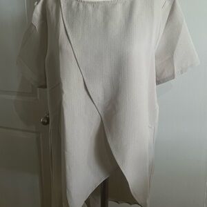 Cream Asymmetrical Short Sleeve Top